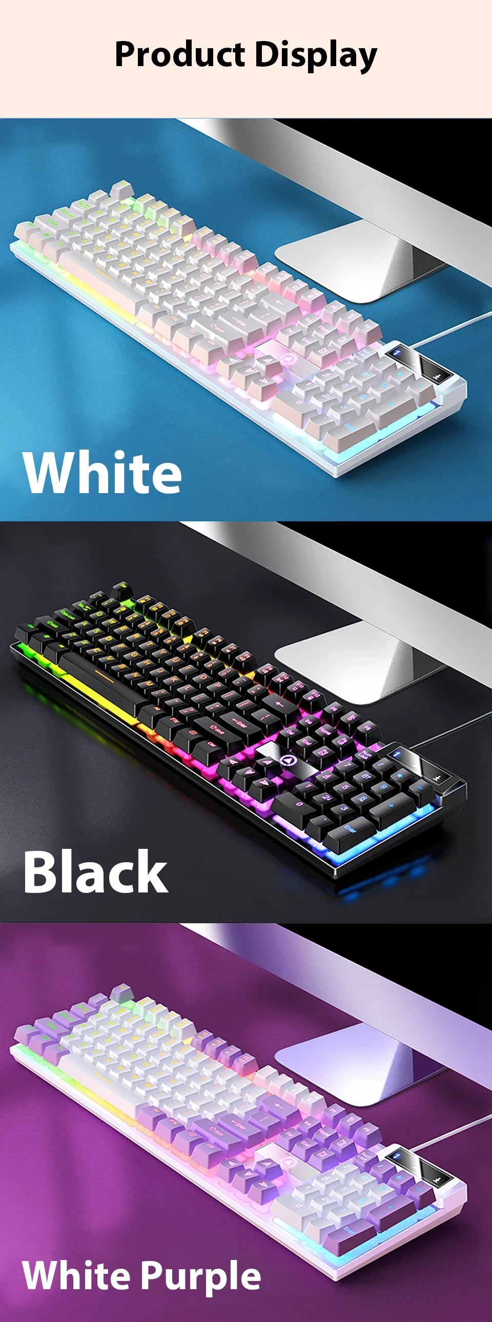 Cool Wired Gaming Keyboard with RGB light