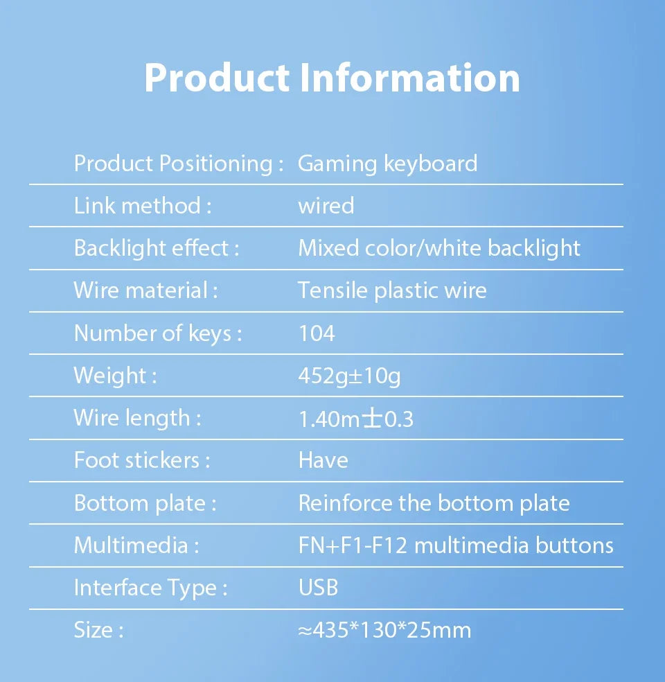 Papan Kekunci Permainan Berwayar Sejuk dengan cahaya RGB