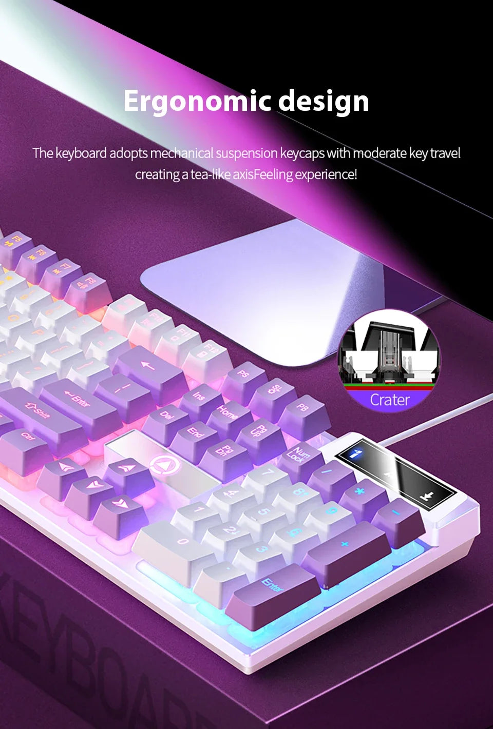 Cool Wired Gaming Keyboard with RGB light