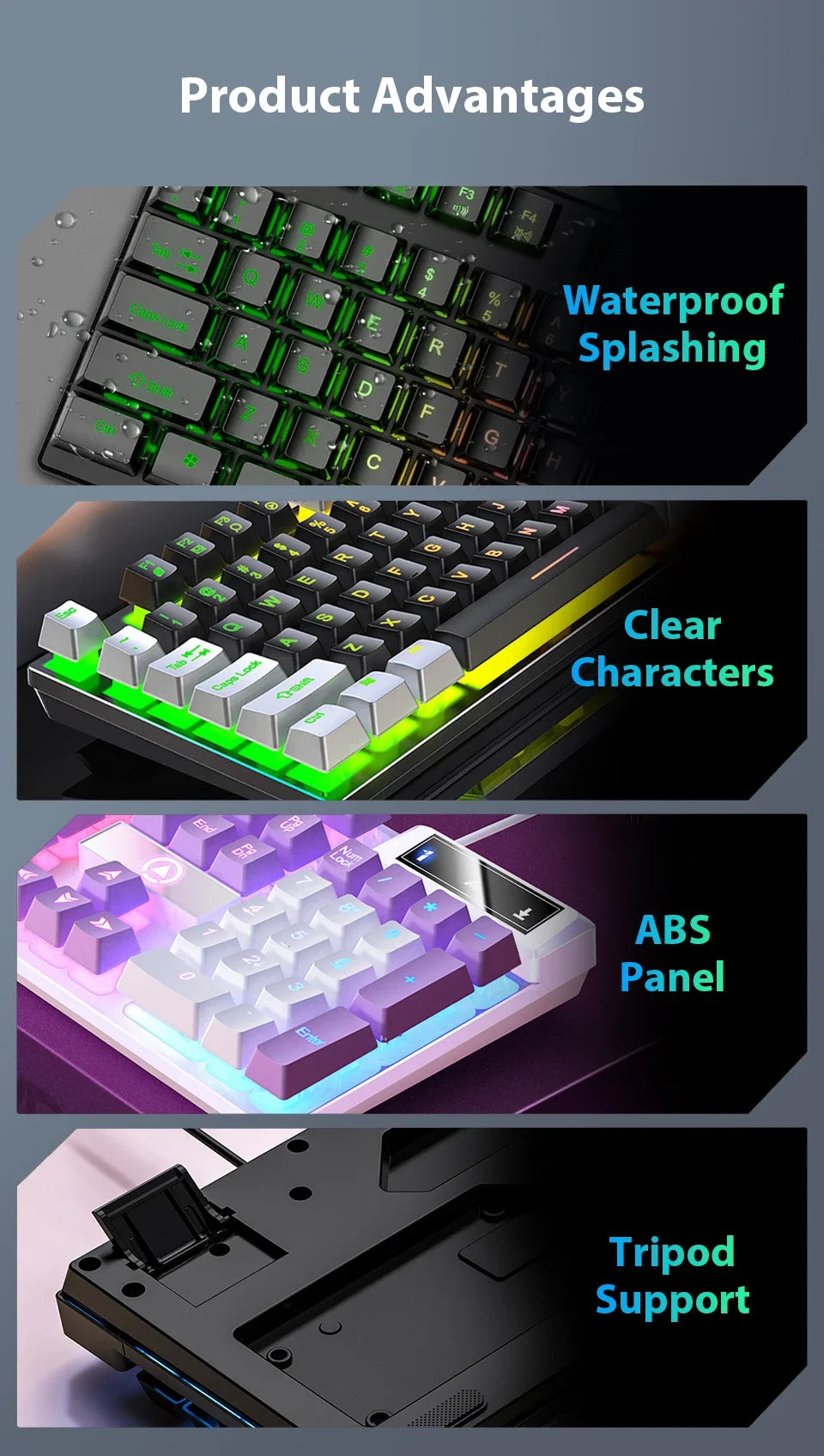 Cool Wired Gaming Keyboard with RGB light